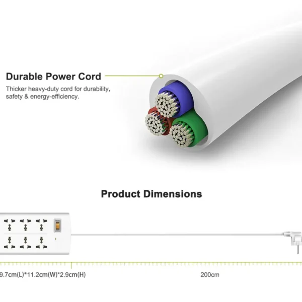 Huntkey SZM604 6 Ports Power Strip With Surge Protection 10