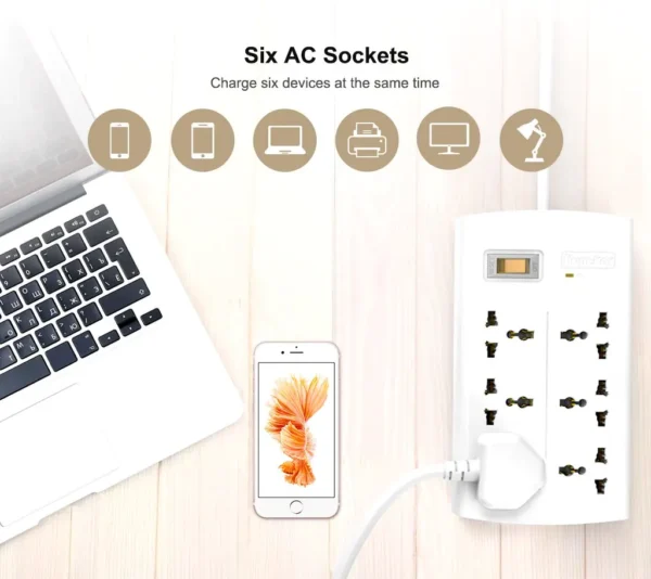 Huntkey SZM604 6 Ports Power Strip With Surge Protection 3