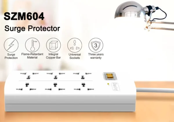 Huntkey SZM604 6 Ports Power Strip With Surge Protection 2