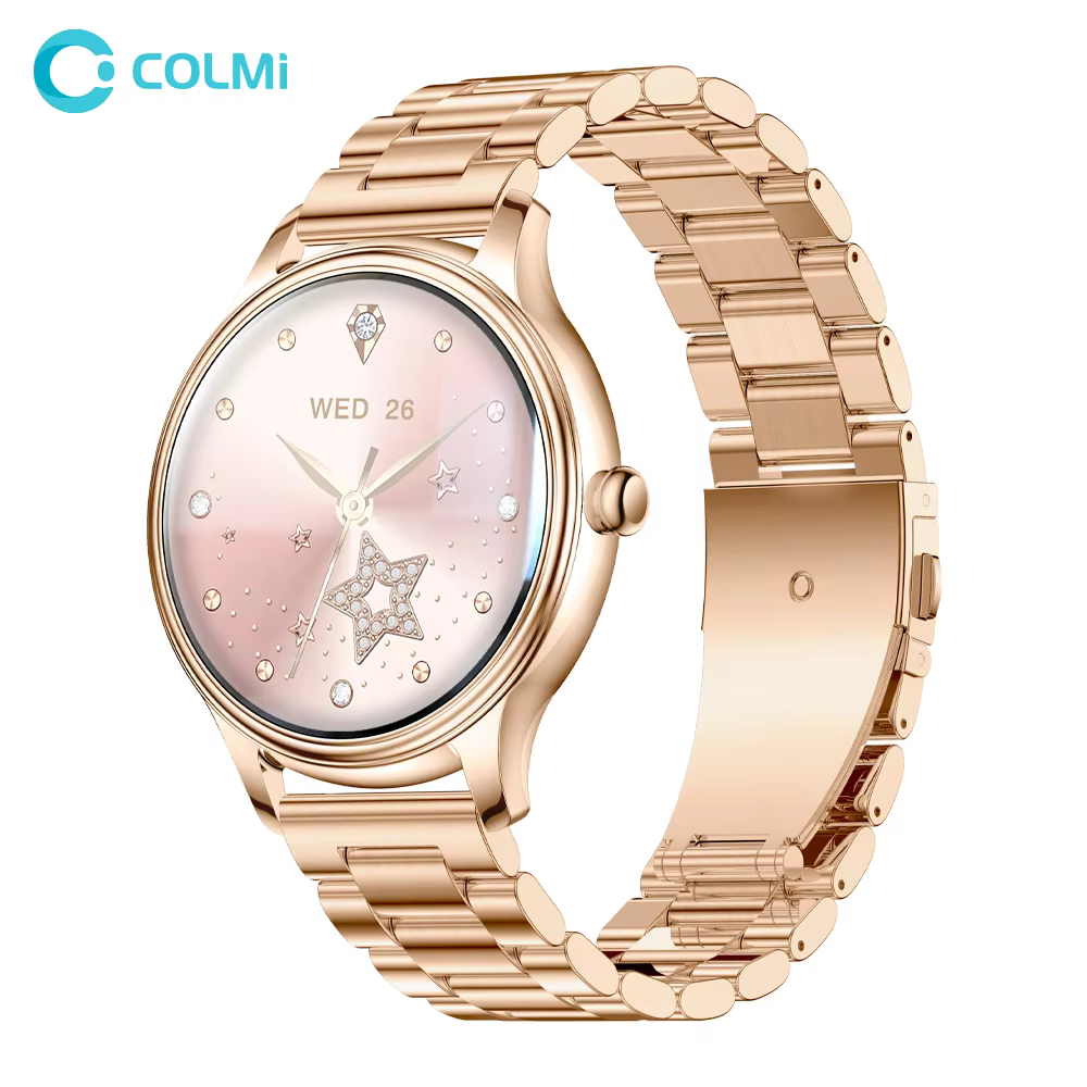 COLMI L28 Smart Watch - Steel+Leather Strap / Gold steel