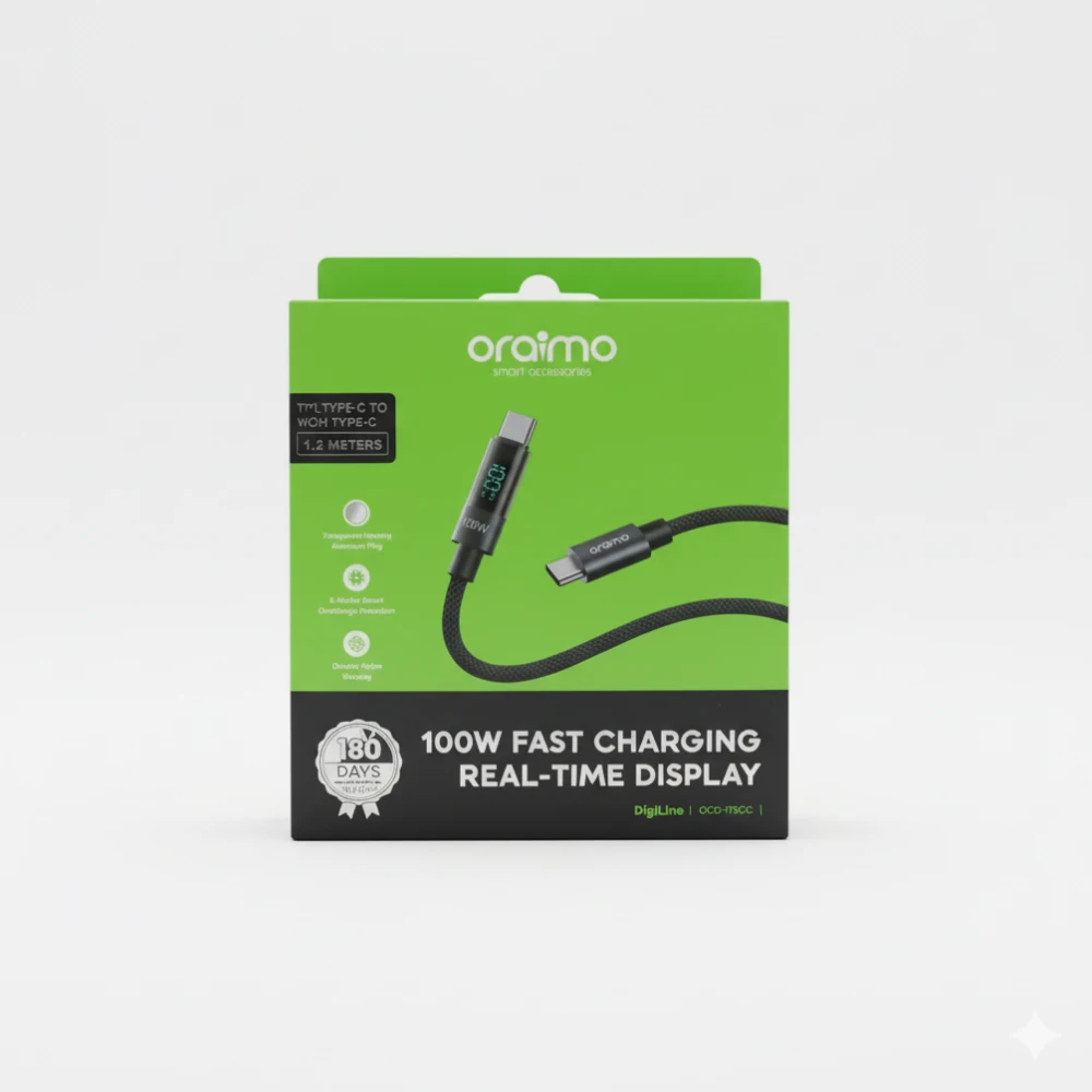 Oraimo OCD-175CC 100W Fast Charging C to C Cable With Display 1