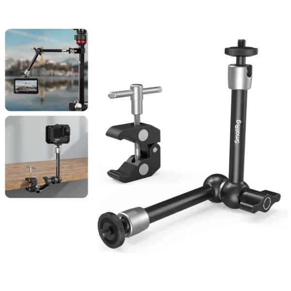 SmallRig 2732B Crab-Shaped Clamp & Magic Arm (11”) for LCD Monitors & LED Lights 1
