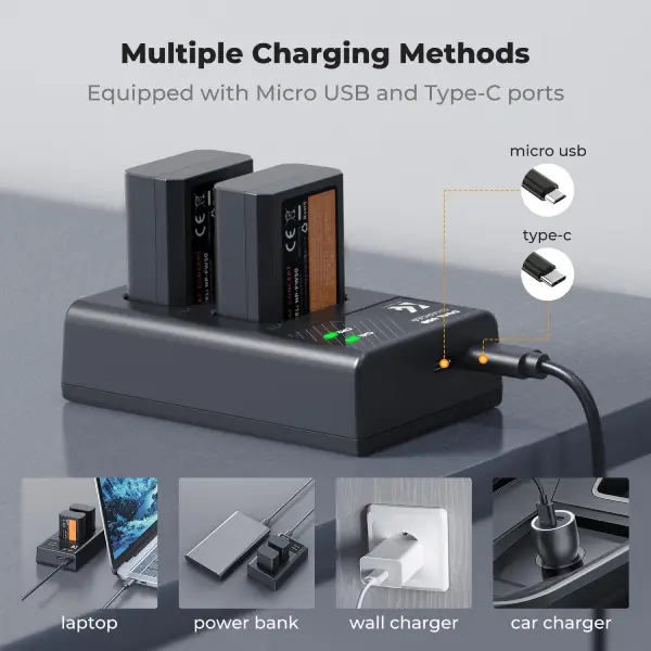 K&amp;F Concept FW50 1030mAh Digital Camera Duel Battery with Duel Channel Charger (5)