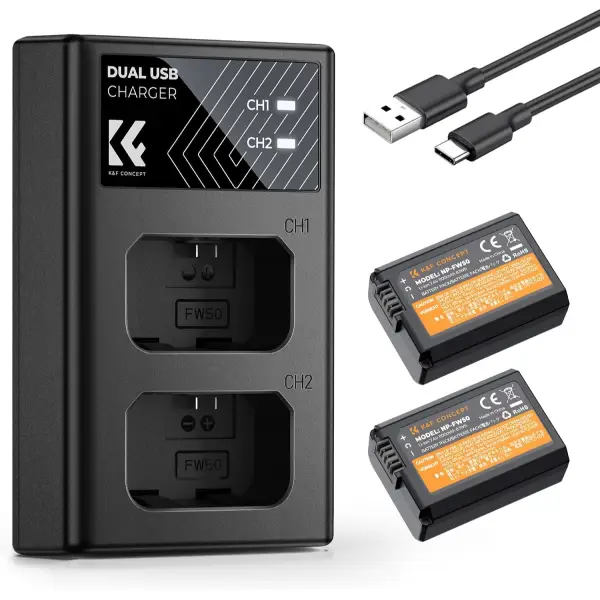 K&F Concept FW50 1030mAh Digital Camera Duel Battery with Duel Channel Charger