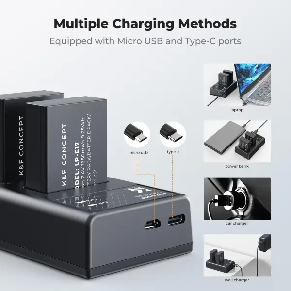 K&amp;F Concept LP-E17 Battery and Dual USB Charger (5)