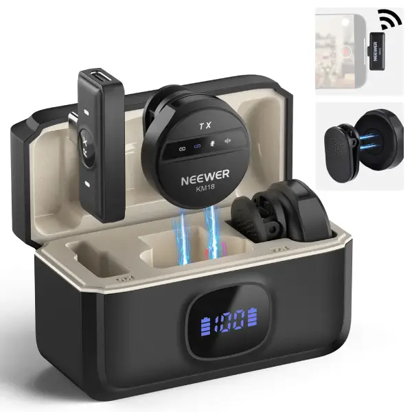 NEEWER KM18 Wireless Button Lavalier Microphone