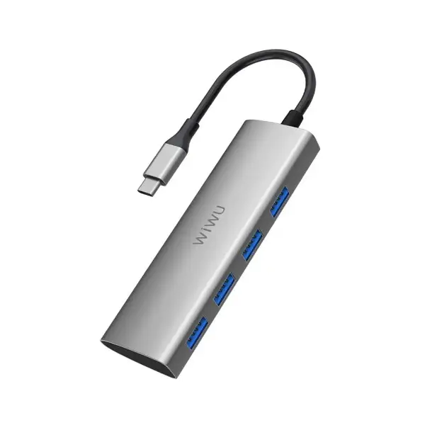 WiWU Alpha A440 4-in-1 USB Type-C Hub Gray
