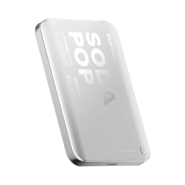 Momax 1-Power Pass Magnetic Wireless Power Bank 5000mAh – 15W MagSafe Charging, 20W USB-C Fast Charge (Soda Pop) 1