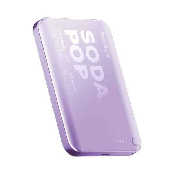 Momax 1-Power Pass Magnetic Wireless Power Bank 5000mAh – 15W MagSafe Charging, 20W USB-C Fast Charge (Soda Pop) 3