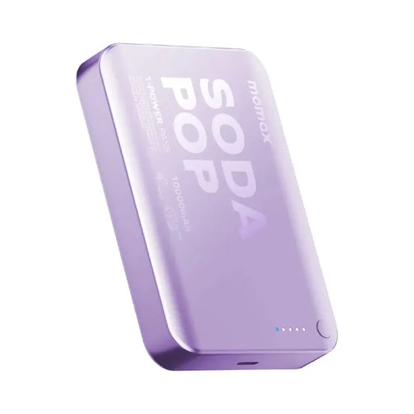 Momax 1-Power Pass Magnetic Wireless Power Bank 10000mAh – 15W MagSafe Charging, 20W USB-C Fast Charge (Soda Pop) 6