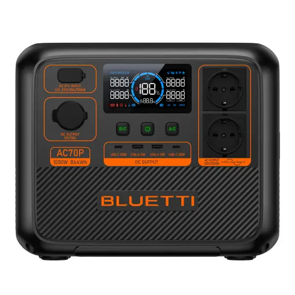 BLUETTI AC70P Portable Power Station _ 1000W 864Wh