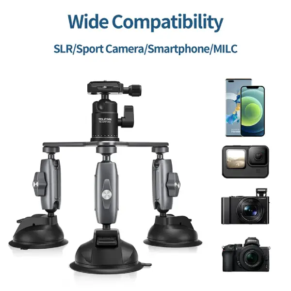 TELESIN TE-TSB-001 Three Suction Cups Camera Mount (7)