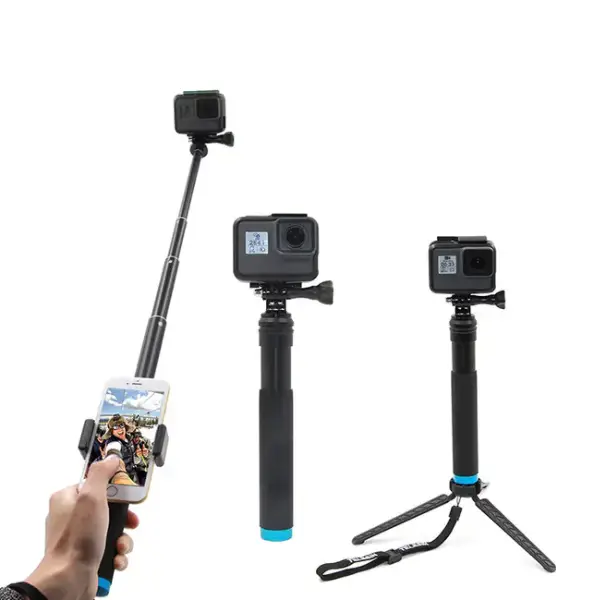 TELESIN GP-MNP-090-D Extendable Aluminum Alloy Selfie Stick With Tripod And Phone Clip (3)