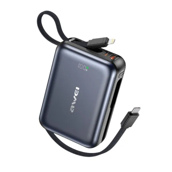 Awei-C03-20000mAh-45W-Power-Bank-with-Built-in-Cables 1