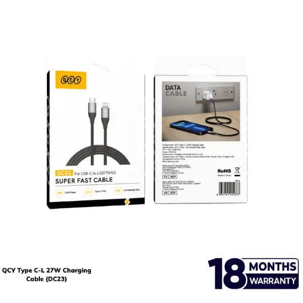 QCY DC23 Type C-L 27W Charging Cable