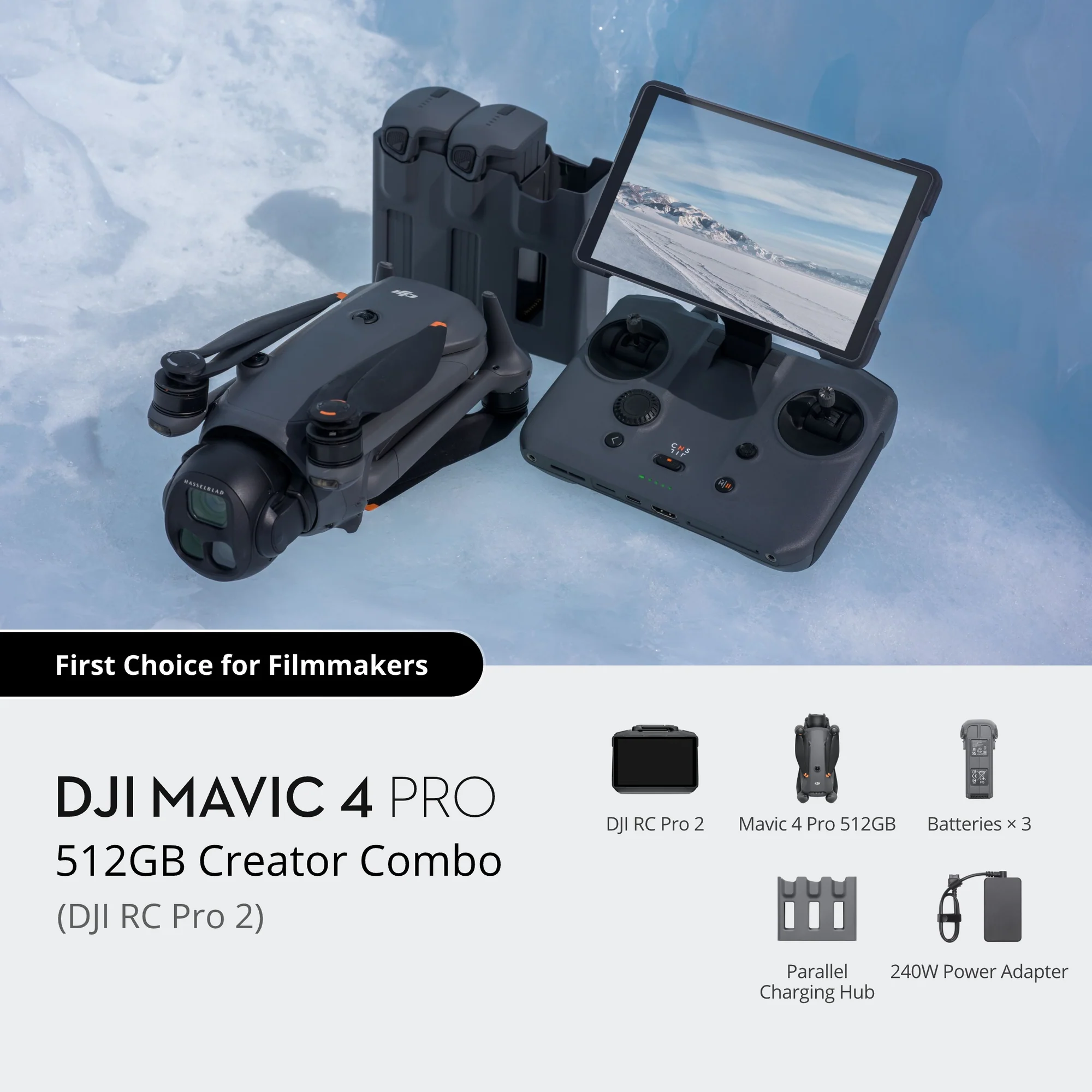 DJI Mavic 4 Pro Drone 512GB Creator Combo with RC Pro 2 3