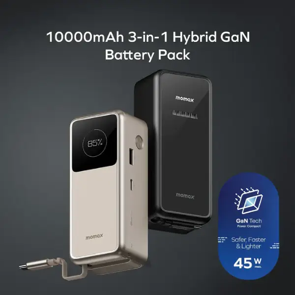 Momax 1-Pac⁺ 10000mAh 3in1 Hybrid GaN Battery Pack (2)