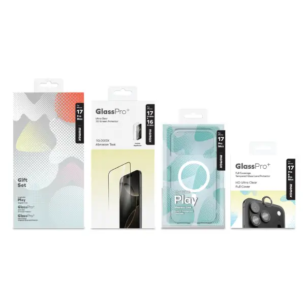 Momax MXAP25TGSXL GlassPro+ Case + Glass + Lens Clear Kit iPhone 17 Pro Max