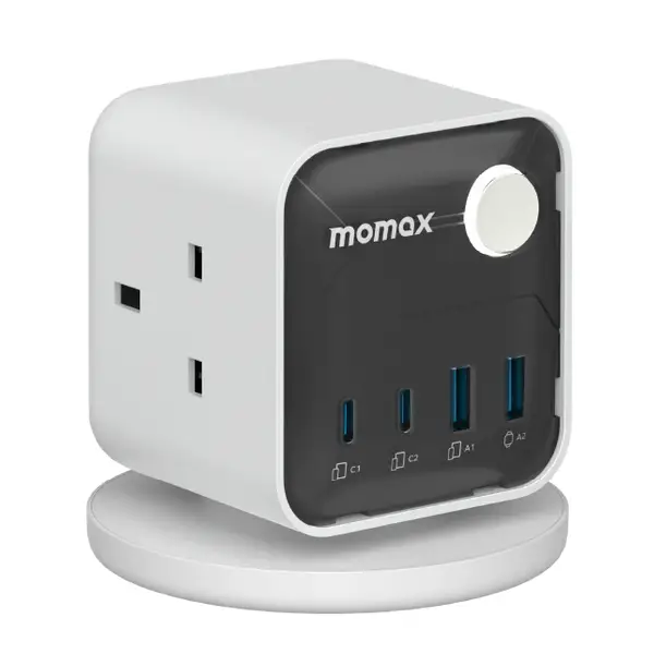 Momax US20UKW 1-Charge Work Flow 3-Outlet GaN Power Cube 25W with USB Ports (1)