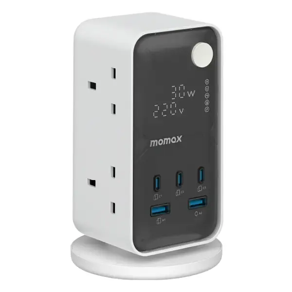 Momax US21UKW 1-Charge Work Flow 6-Outlet GaN Power Tower 35W with USB Ports (1)