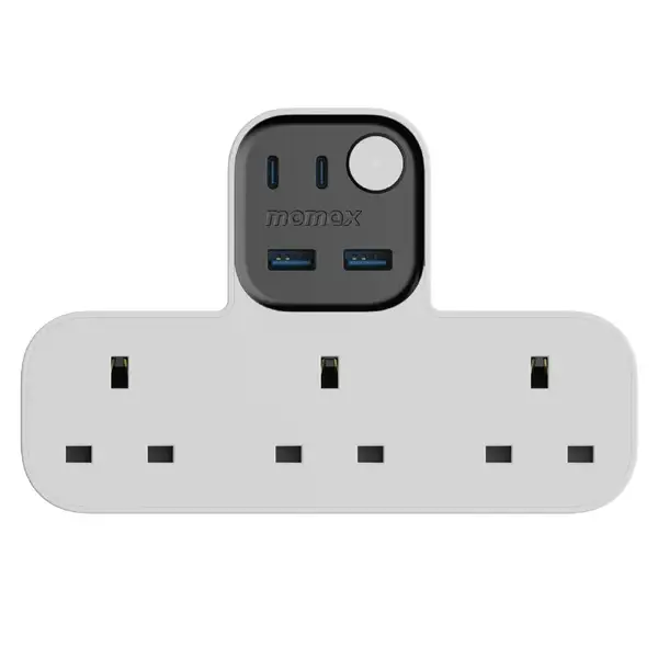 Momax US19UKW 1-Charge Work Flow T-shaped Extension 3 Outlet with USB (2)