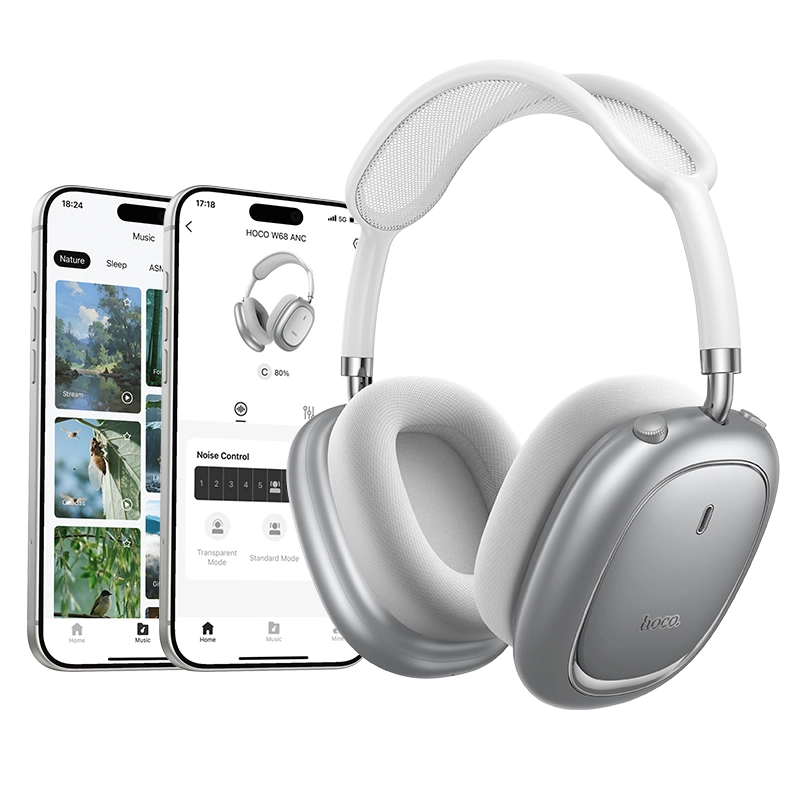 Hoco W68 Calma ANC Bluetooth Headphone - Silver