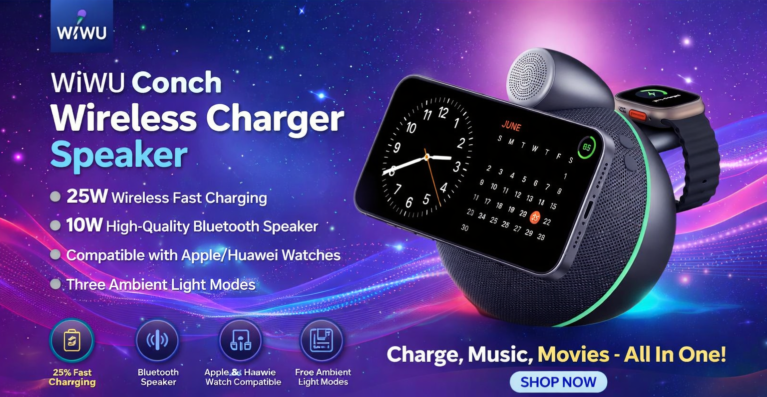 WiWU Wi-G042 Conch Wireless Charger Speaker description image