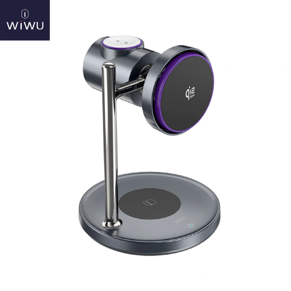 WiWU Qi2 3 in 1 25W Space Station Air cooled Magnetic Wireless Charger