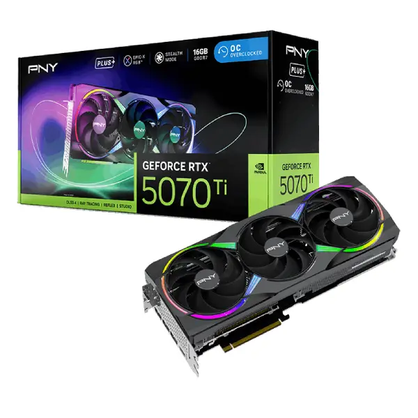 PNY GeForce RTX 5070 Ti Epic-X ARGB OC Triple Fan 16GB GDDR7 Graphic Card (5)