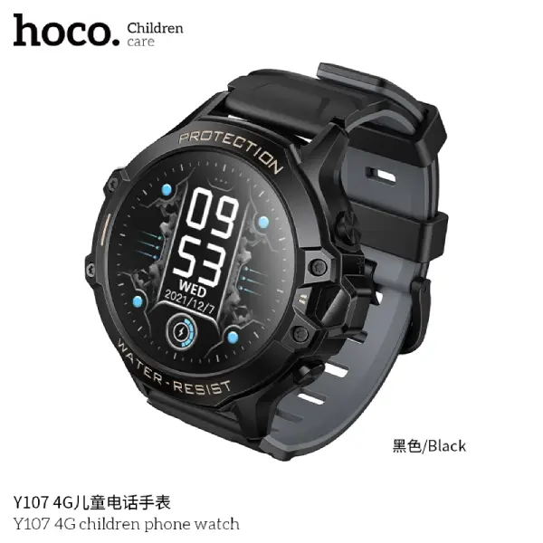 Hoco Y107 4G SIM Supported Kids Smart Watch - Black