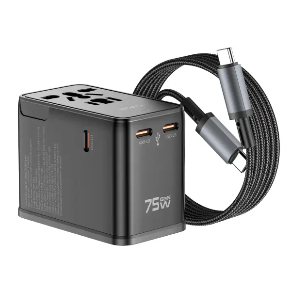 WiWU Wi-UA015 75W Universal Plug Adapter Cable Combo