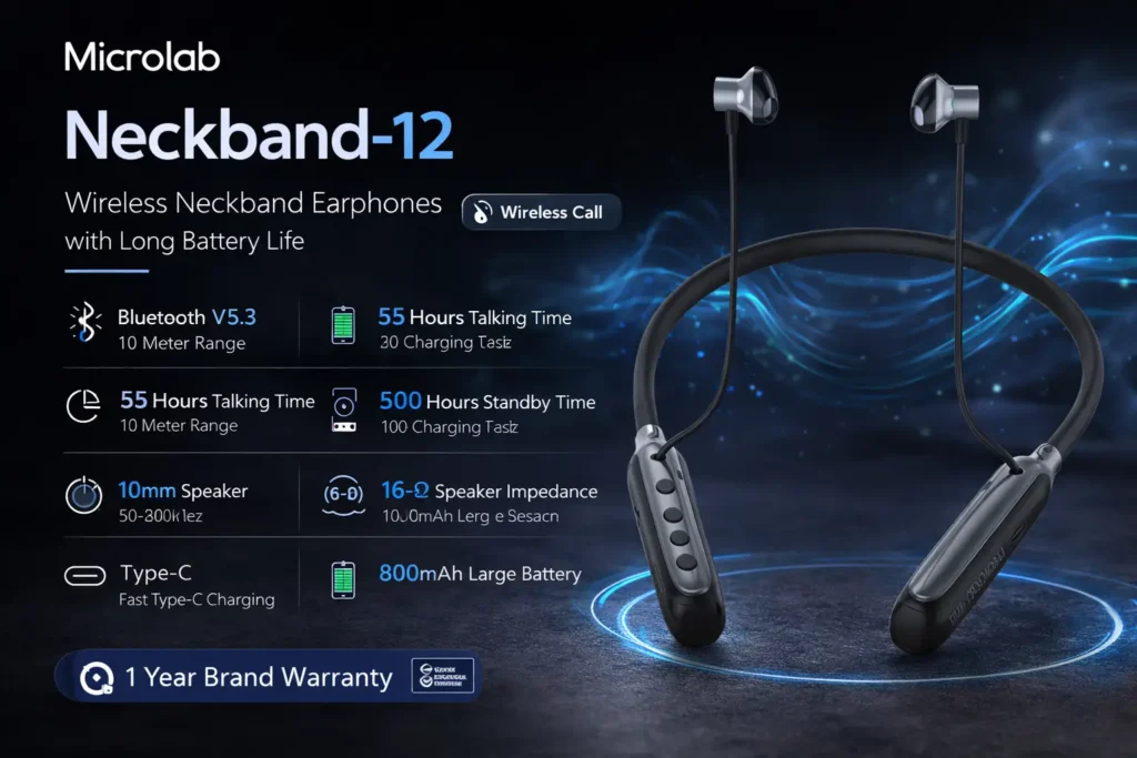 Microlab Neckband-12 Bluetooth Neckband description image