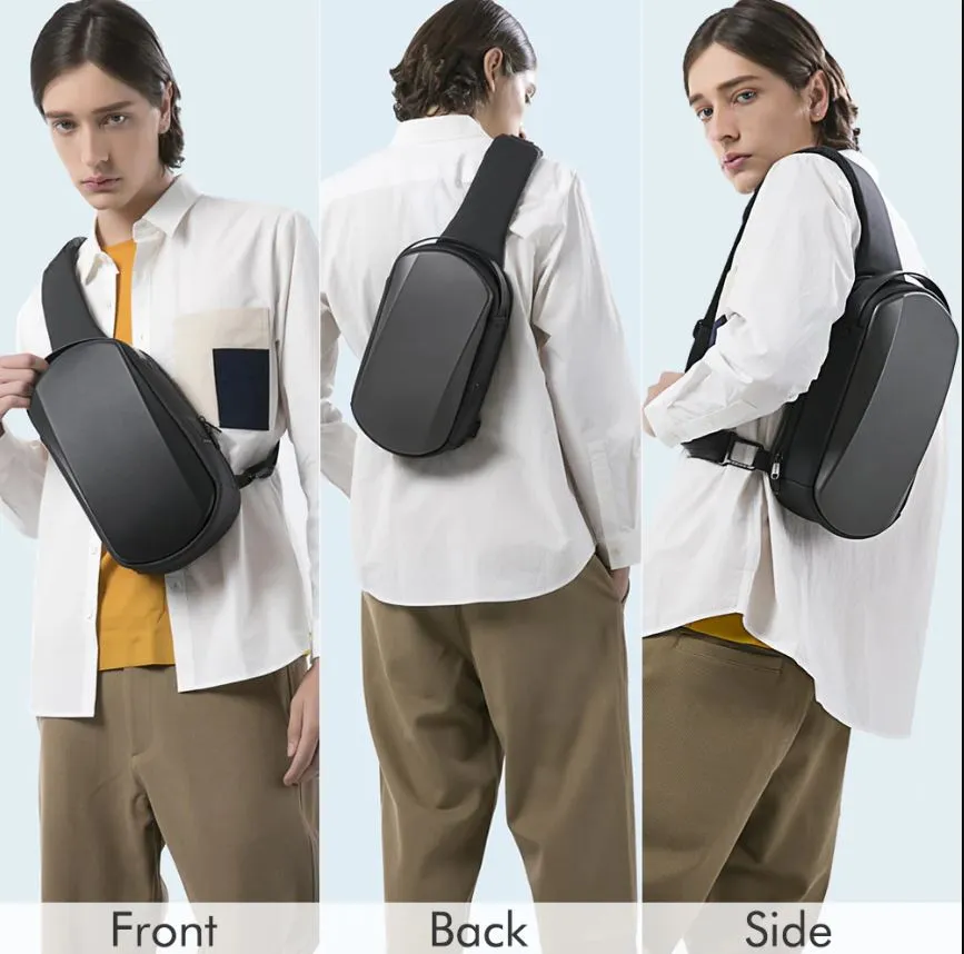 0007565 Bange Bg 7256 Mens Chest Bag Waterproof Sling Bag Eva Shell Crossbody Shoulder Bag With Usb Charging