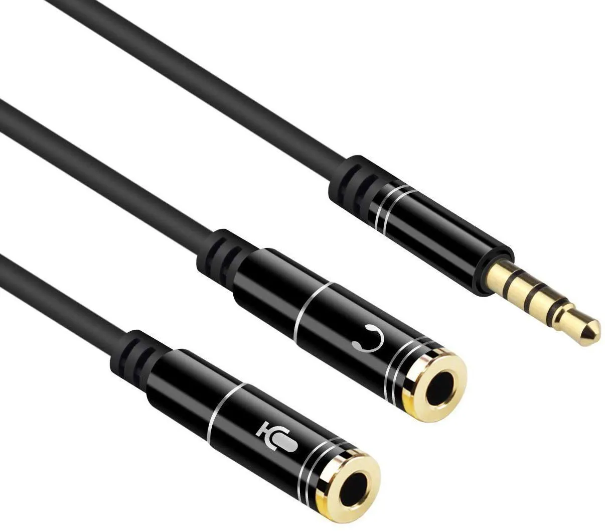 3.5mm Jack HeadphoneMic Audio Splitter Gold Plated Aux Extension Adapter Cable Cord For Computer PC Microphone