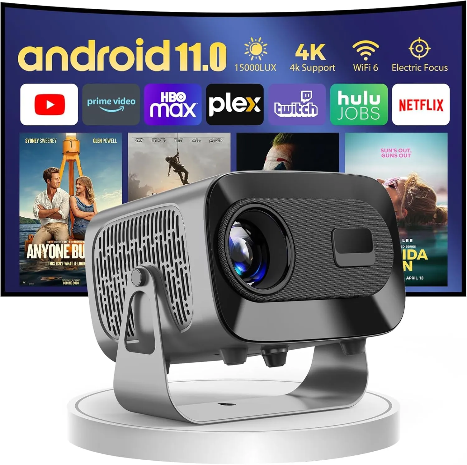 A10 Plus Auto Focus Smart Projector with Android OS WiFi - selected variant
