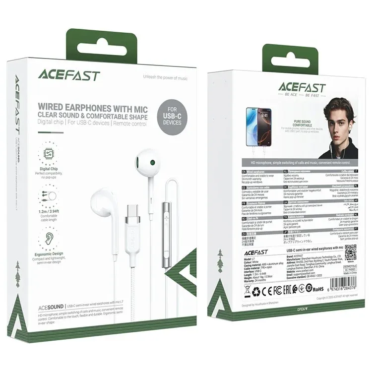 ACEFAST L7 USB C Semi In Ear Wired Earphones