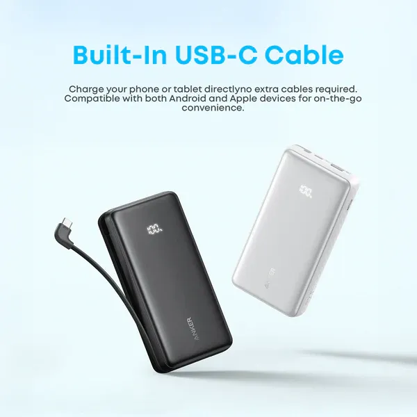 Anker Zolo 10000mAh 22.5W Power Bank with Built In USB C Cable 1