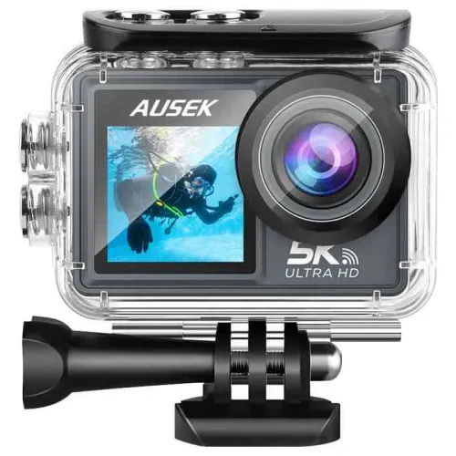 Ausek AT M40R Touch Wireless Mic Combo 5K WiFi Waterproof Action Camera 2