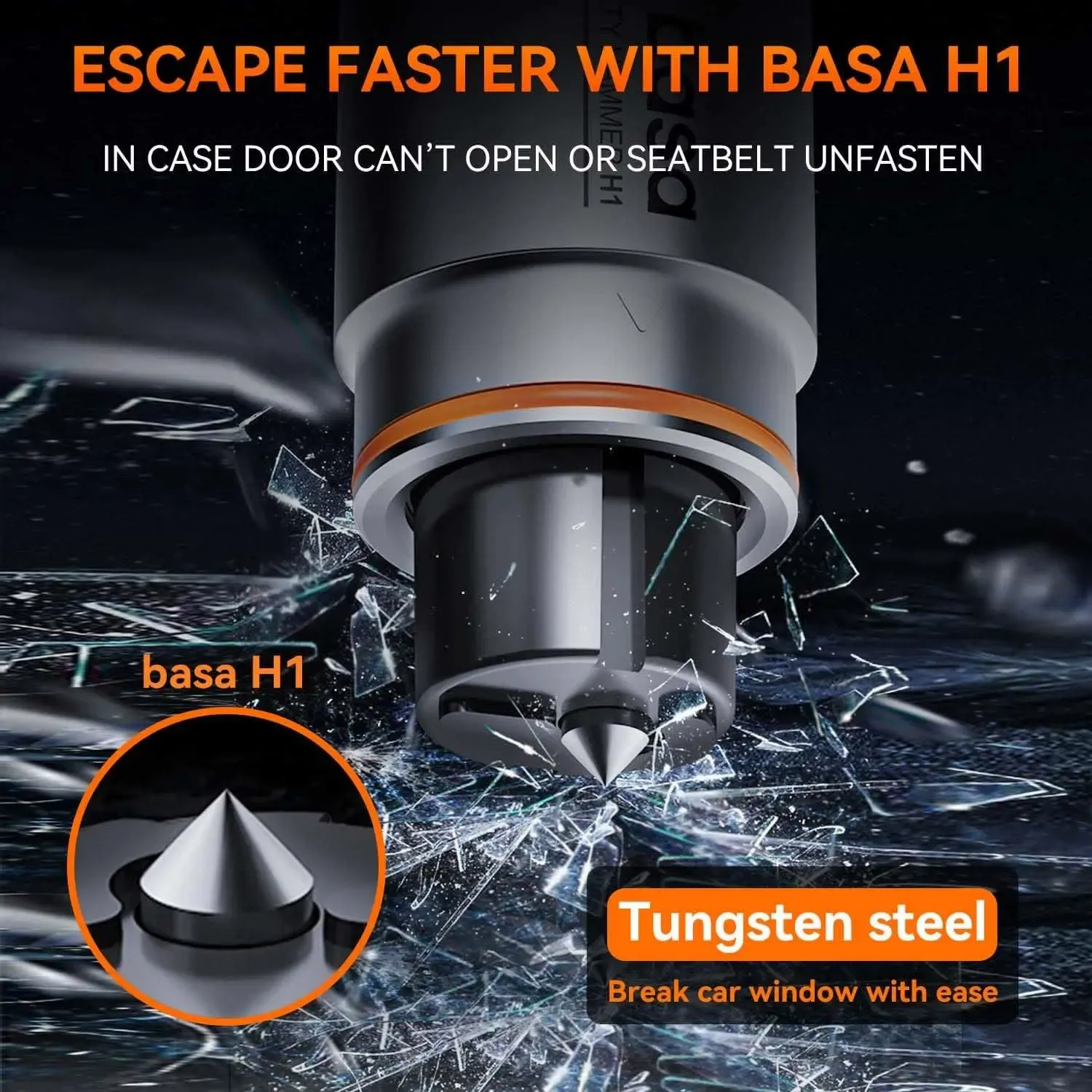 BASA H1 Emergency Car Window Breaker & Seatbelt Cutter
