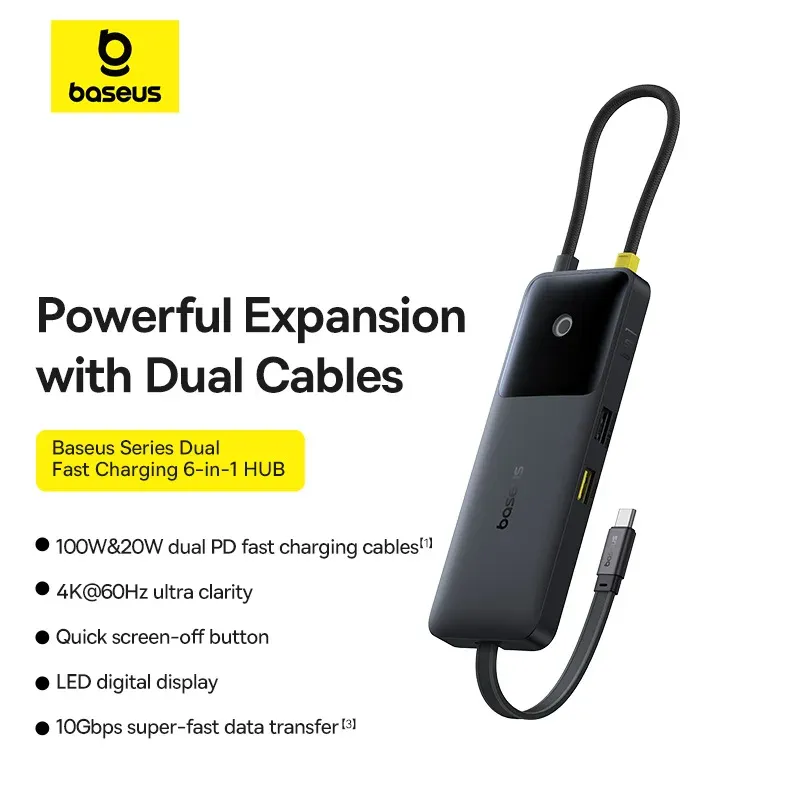 Baseus Dual Fast Charging 6 In 1 HUB 1