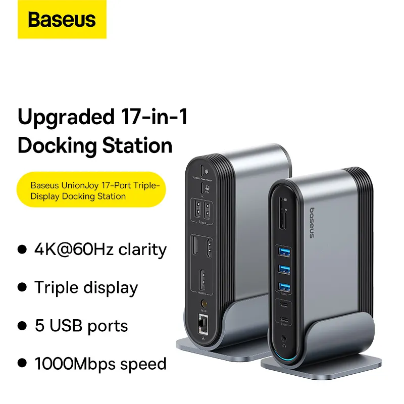 Baseus Hub 17 In 1 UnionJoy 17 Port Triple Display Docking Station Space Grey B00532304811 00 14