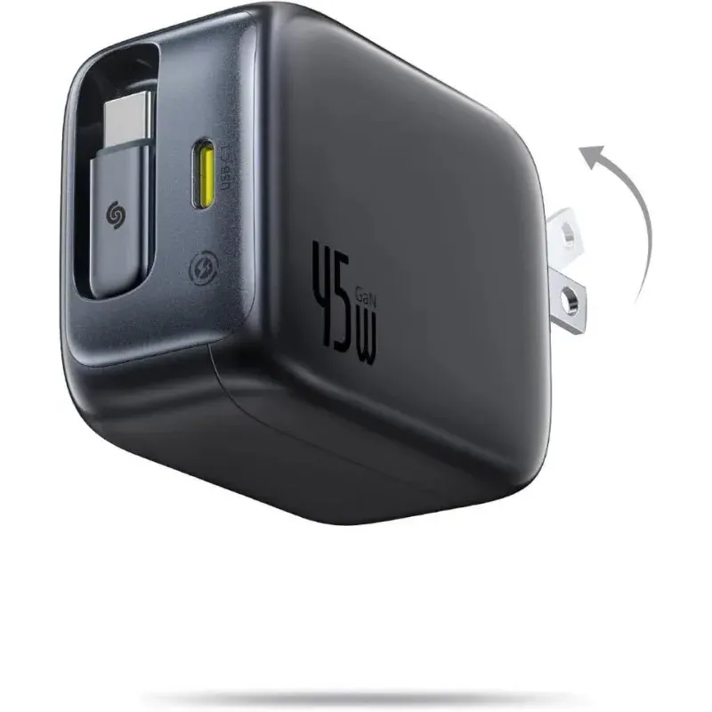 Baseus PD 45W Charger Dual Type C With Retractable Type C Cable 1