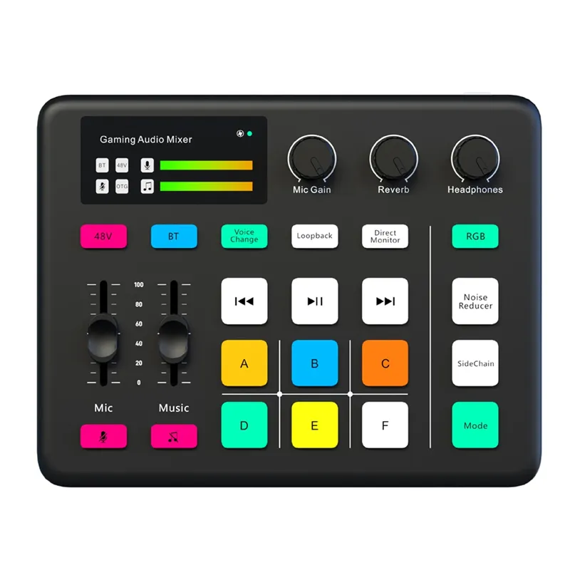 G1 Audio Mixer RGB Lighting Tuner Gaming Computer Sound Card