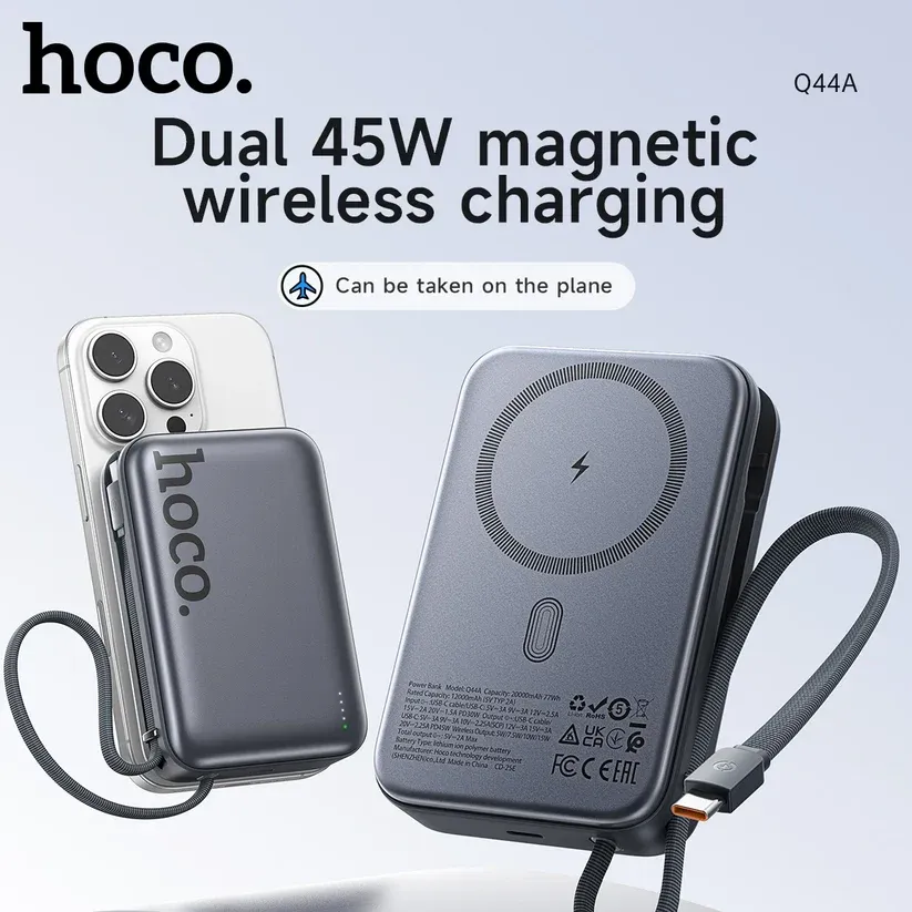 HOCO Q44A 20000mAh 45W Magnetic Wireless Power Bank with USB-C