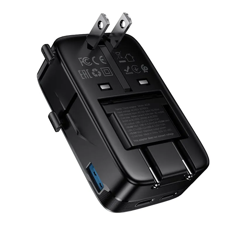 Hoco AC35 Ultra Thin 3 Port Universal Adapter 2