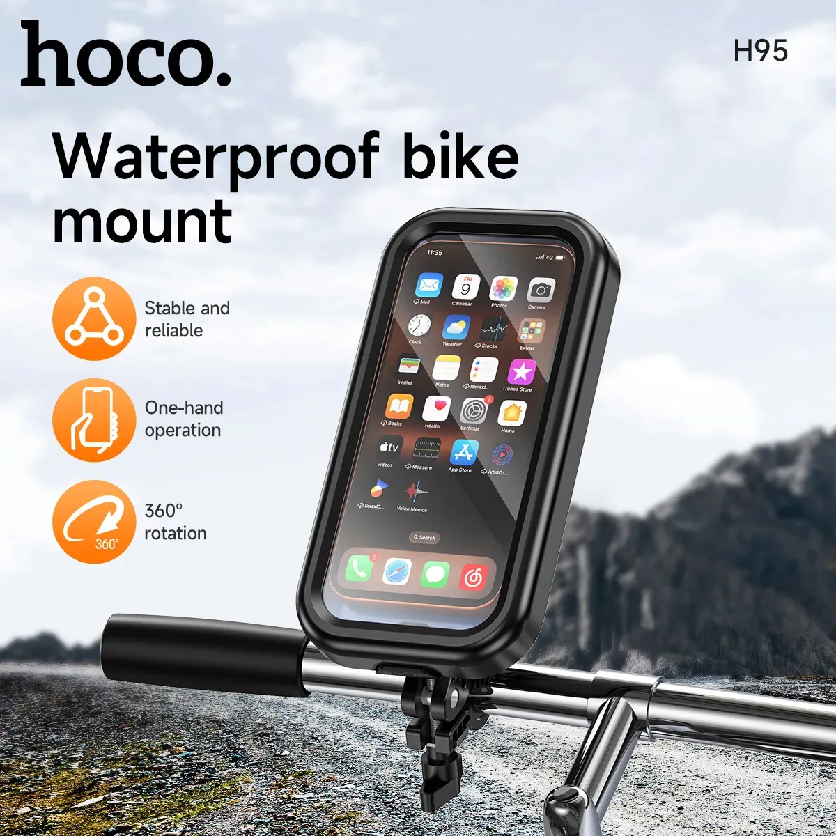 Hoco H95 Waterproof Touch Screen Riding Phone Holder 1