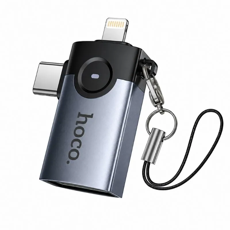 Hoco UA46D 2-in-1 OTG Adapter Lightning & Type-C to USB Converter - selected variant