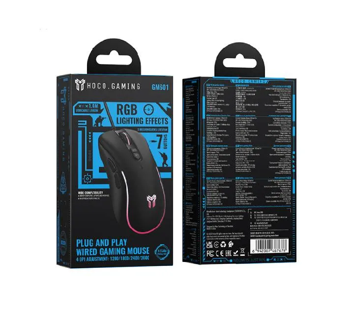 Hoco GM601 Grandeza Wired Gaming Mouse Black 1
