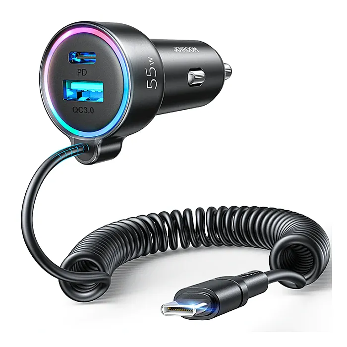 Joyroom JR CL07 90W 3-in-1 Wired Car Charger Type C - selected variant