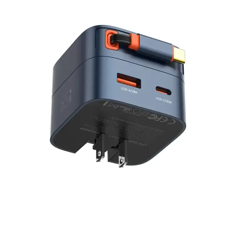 LDNIO Q10 65W GaN Fast Charger with 80cm Retractable Cable 1